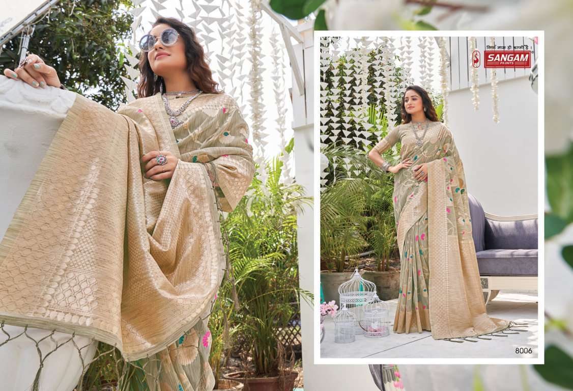 sangam prints roop shikha series 8001-8006 cotton saree