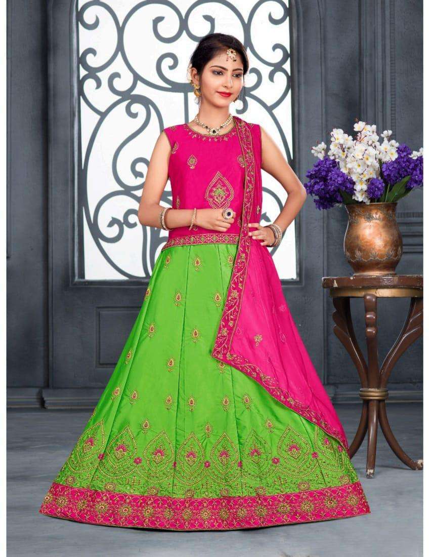 sanskar style readymade girls series vol R-324 malai satin kids lehenga