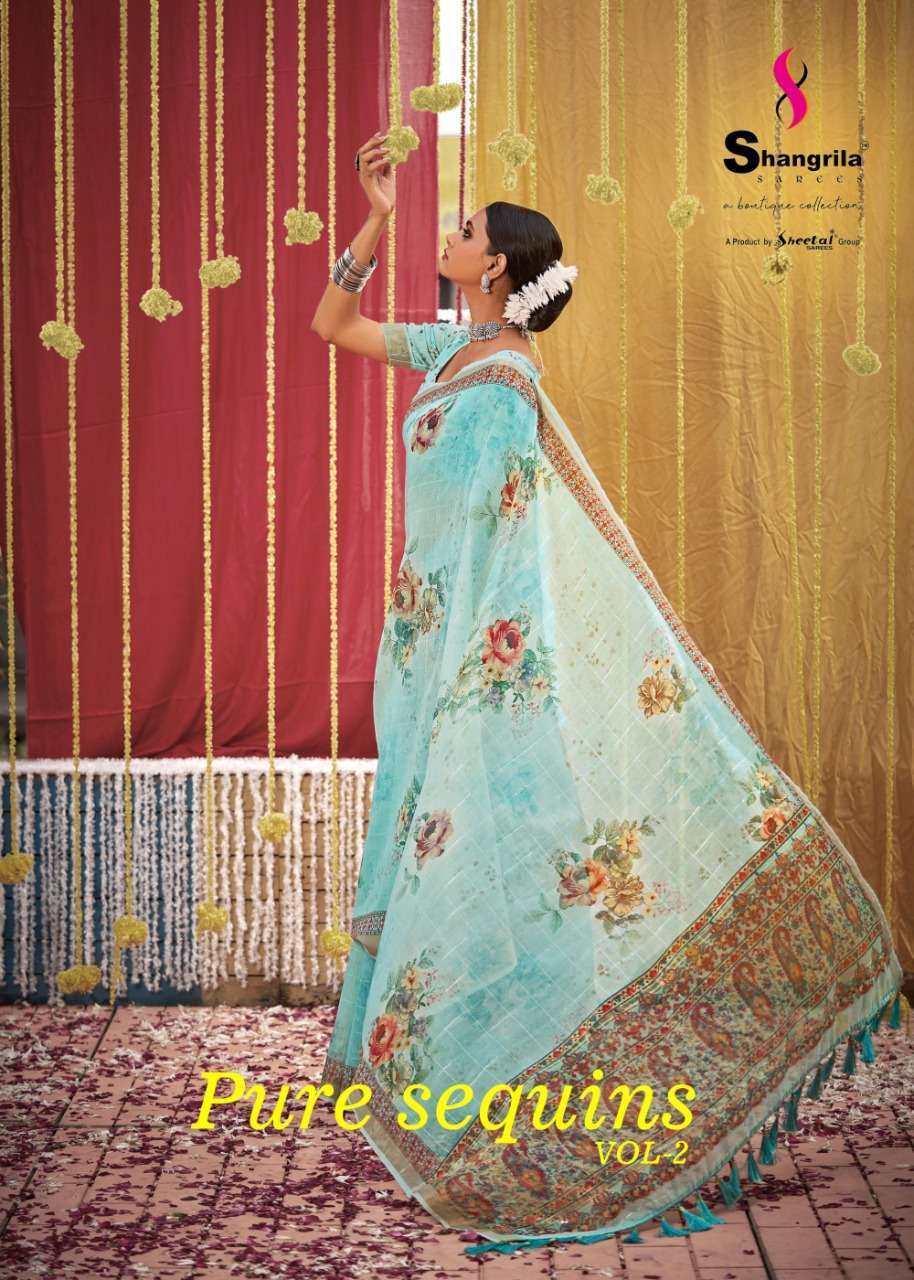 shangrila Pure Sequins Linen vol 2 Pure Linen Weaving saree