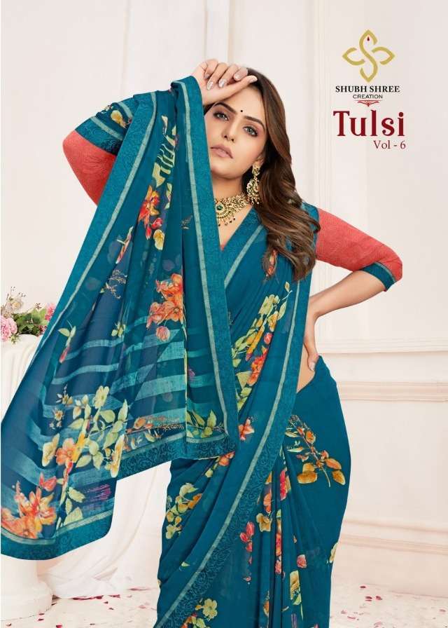 shubh shree tulsi vol 6 series 6001-6006 Weightless fabric saree