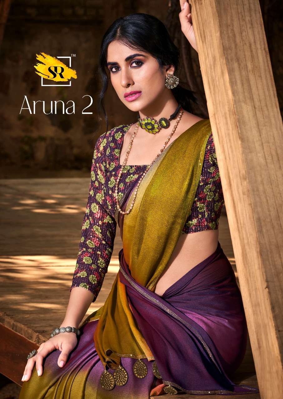 SR ARUNA 2 DESIGNER 3D VELVET CHIFFON SAREE 