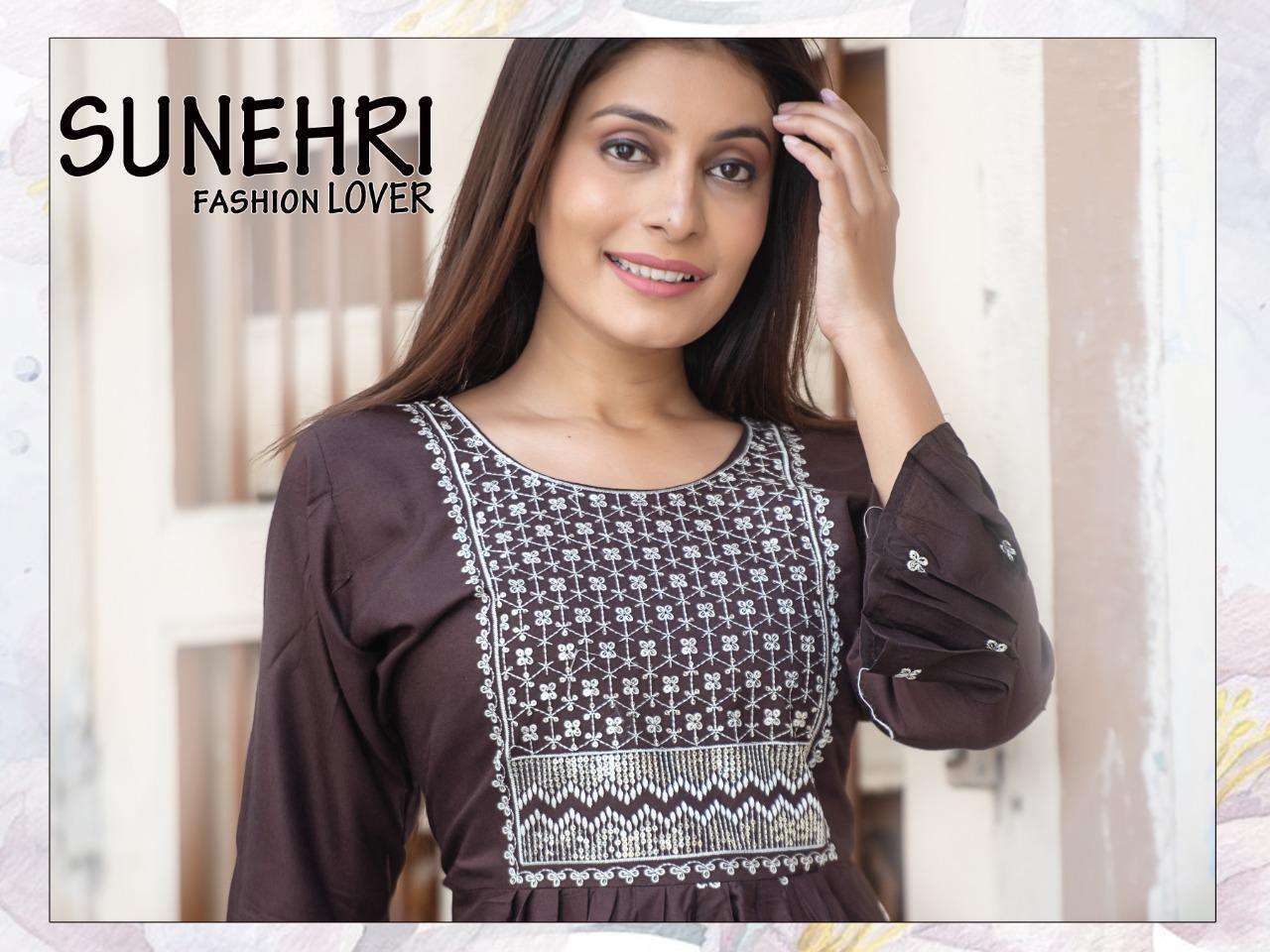 sunehri heavy rayon embroidery work sharara kurti 