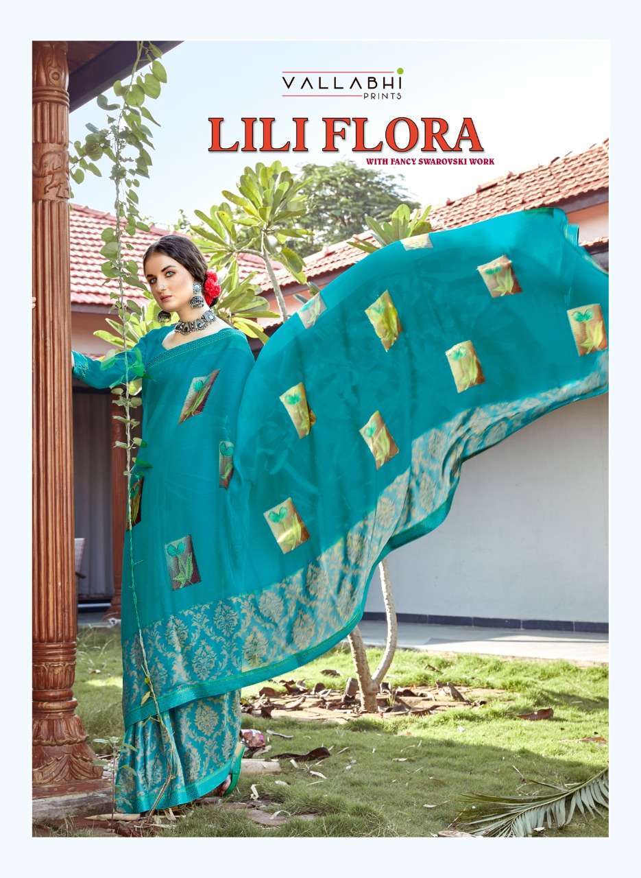 vallabhi lili flora series 12661-12668 brasso print saree