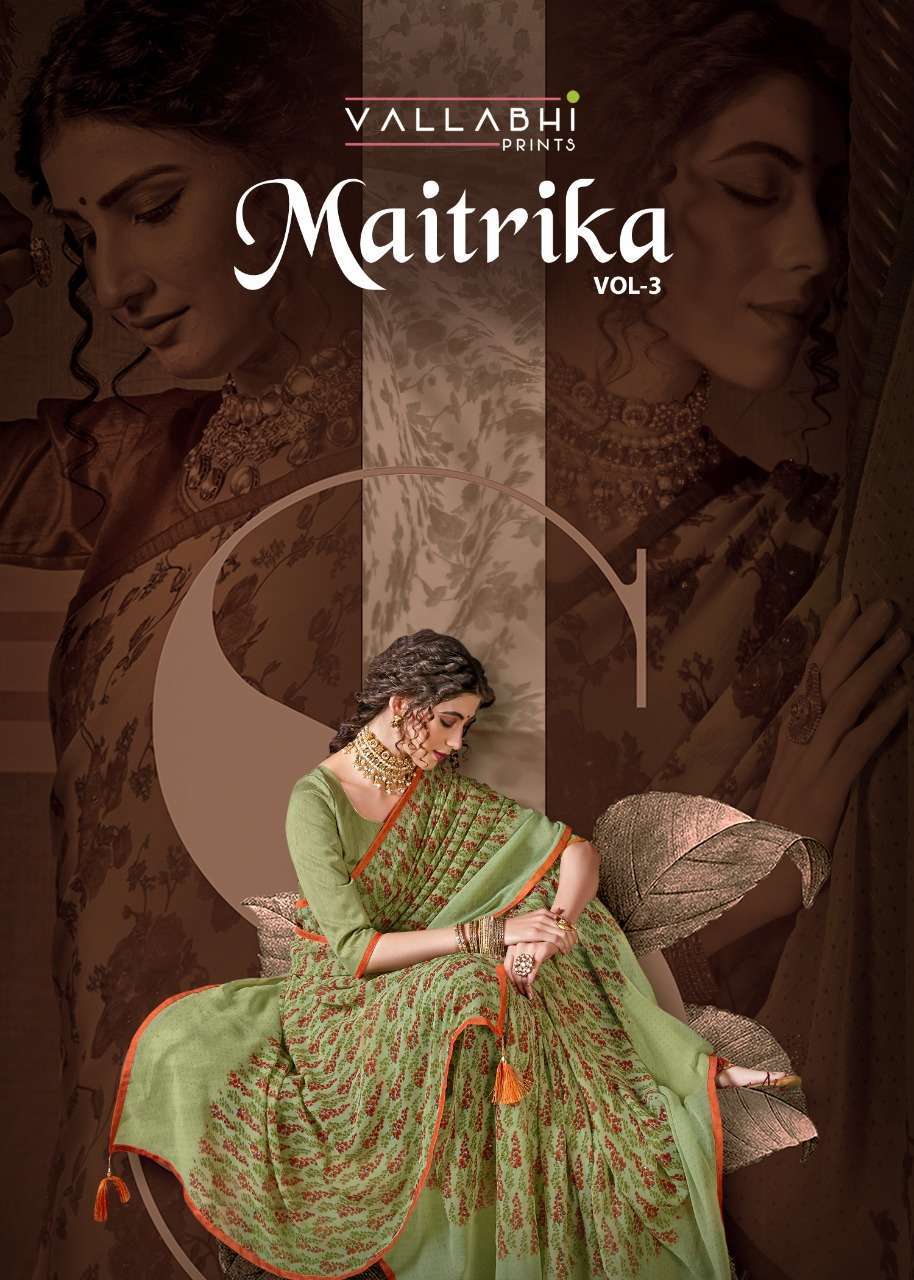 vallabhi maitrika vol 3 series 15031-15038 chiffon print saree
