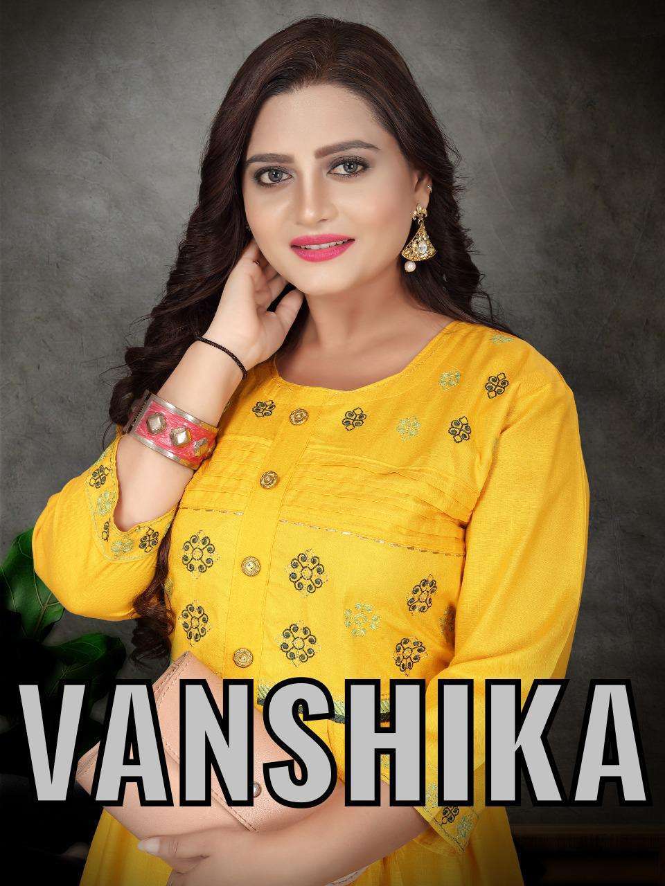 Vanshika series 001-008 rayon slub embroidery work kurti 