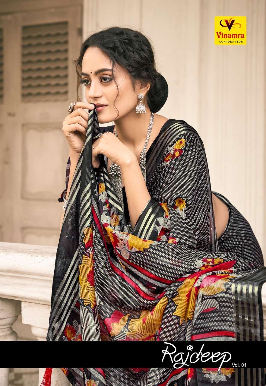 vinamra corporation rajdeep series 1001-1008 viscose patta saree