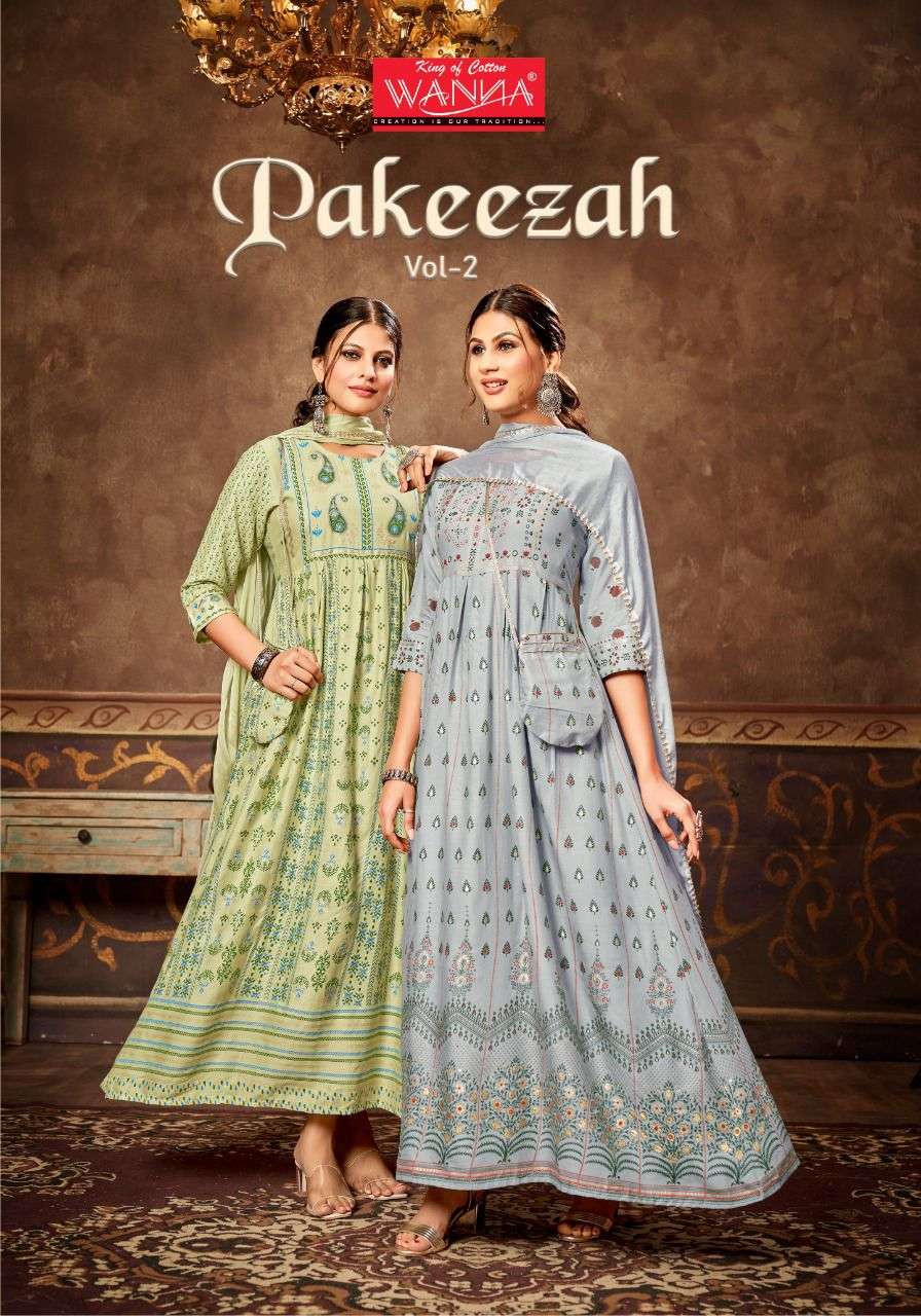 wanna pakeezah 2 series 1001-1007 finest quality of rayon gown with dupatta 