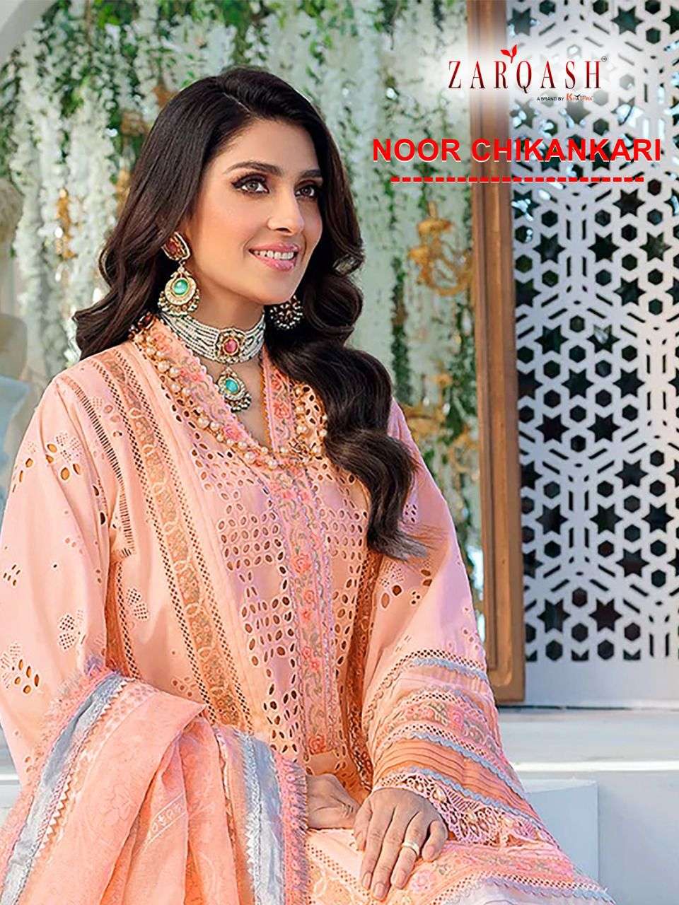 ZARQASH NOOR LUXURY CHIKANKARI DESIGNER COTTON SUIT 