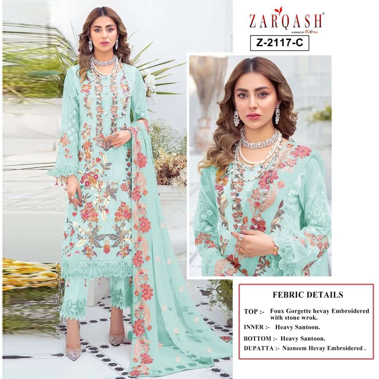 Zarqash Tazim series Z-2117 lawn cotton suit 