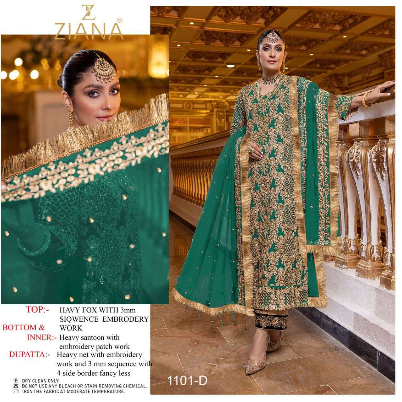 ziana 1101 design colours faux georgette embroidery dress material