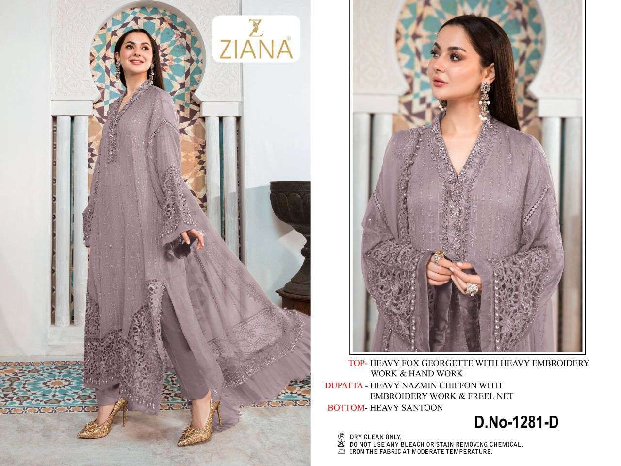 ziana 1281 design colours faux georgette embroidery dress material 