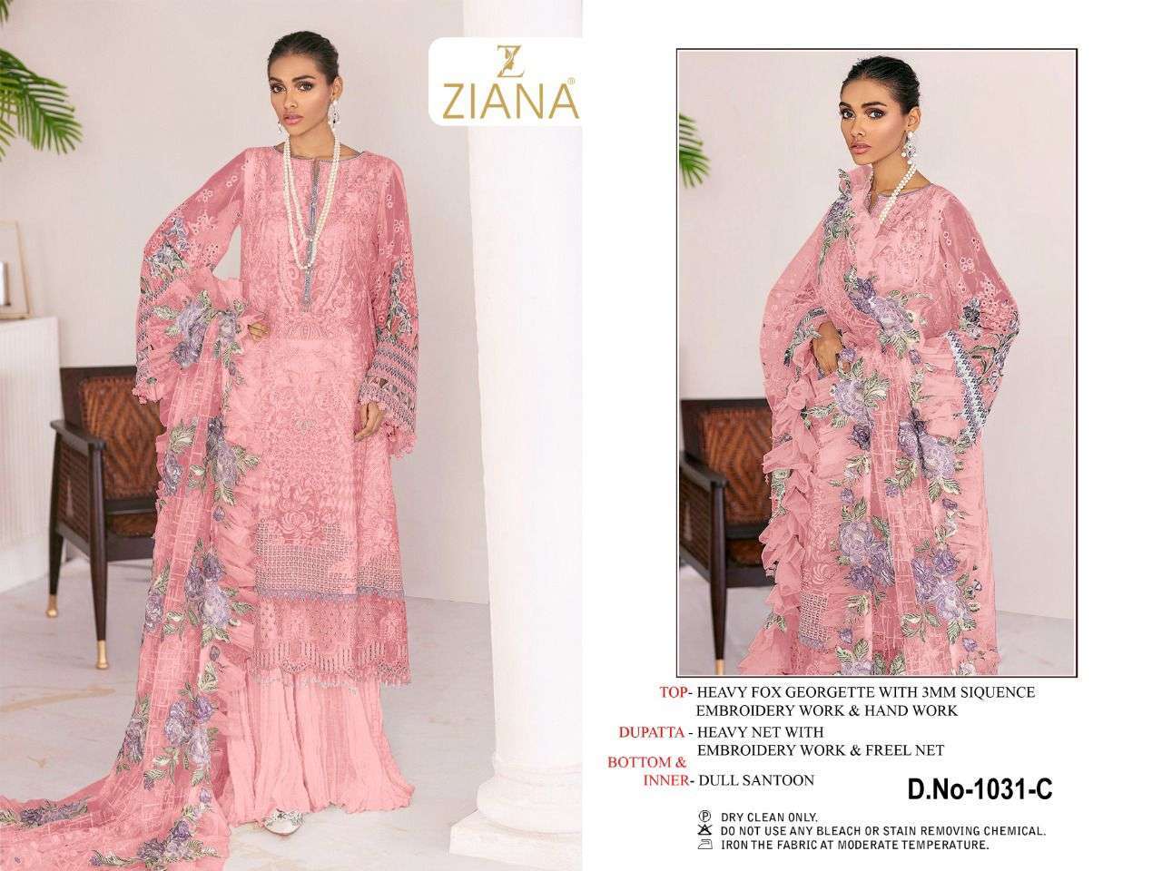 ziana series 1031 heavy georgette with 3mm sequence work suit 