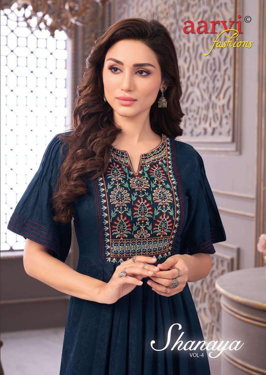 aarvi fashion shanaya vol 4 series 6037-6041 rayon jacquard kurti 