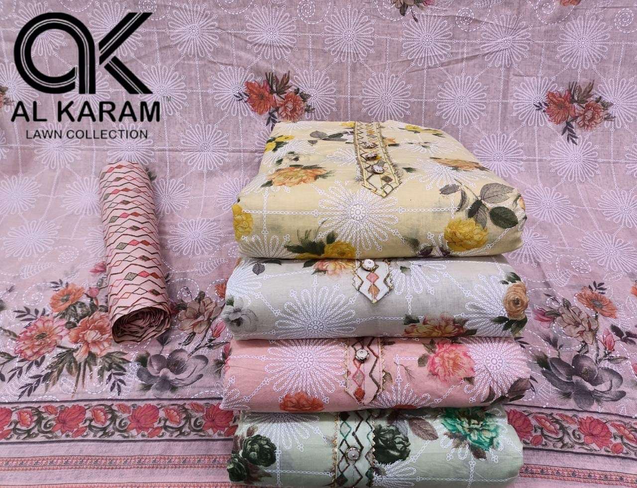 Al Karam 4 Matching Suits indo cotton pakistani printed suits