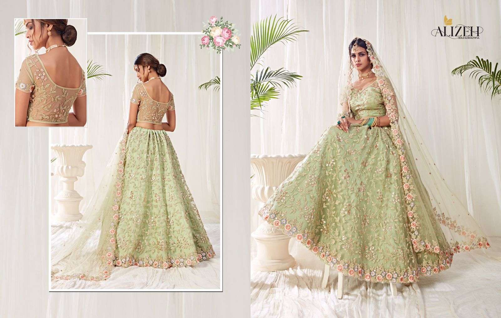 ALIZEH ENGAGEMENT 1009 HIT DESIGN NET LEHENGA 