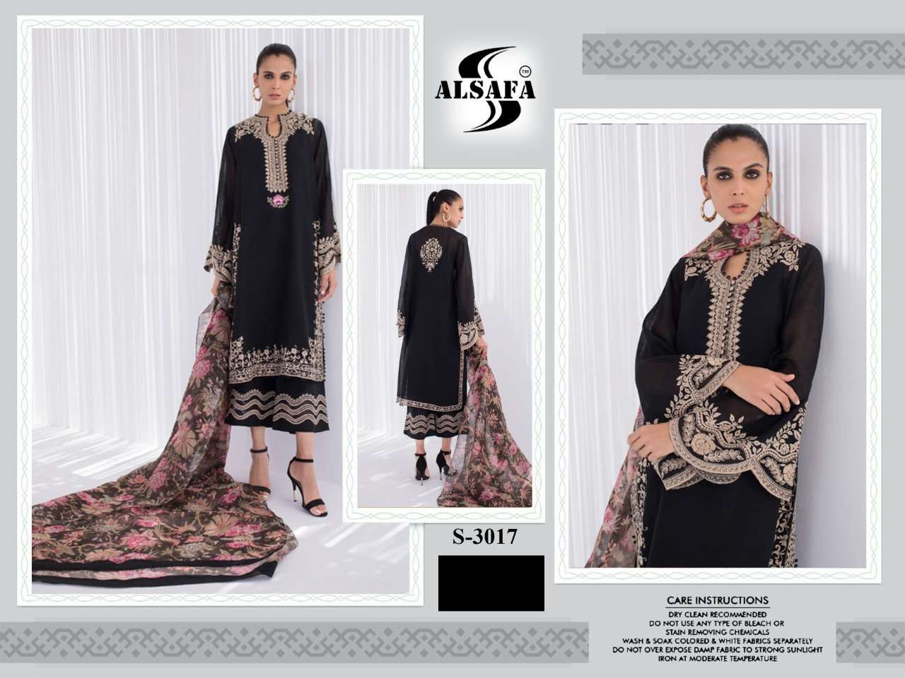 alsafa s-3017 design faux georgette readymade suit