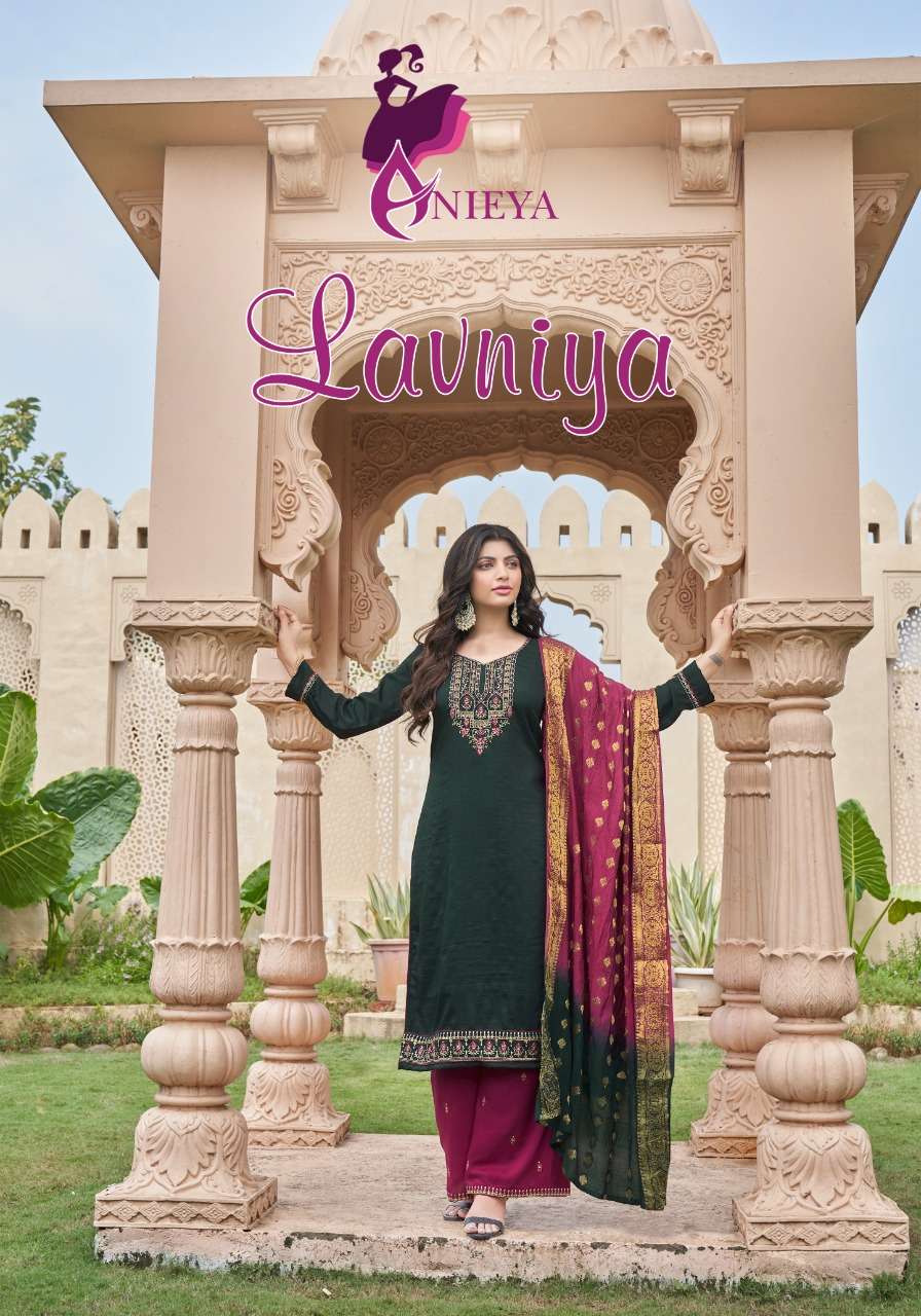 anieya lavniya series 1001-1006 chinon base readymade suit 