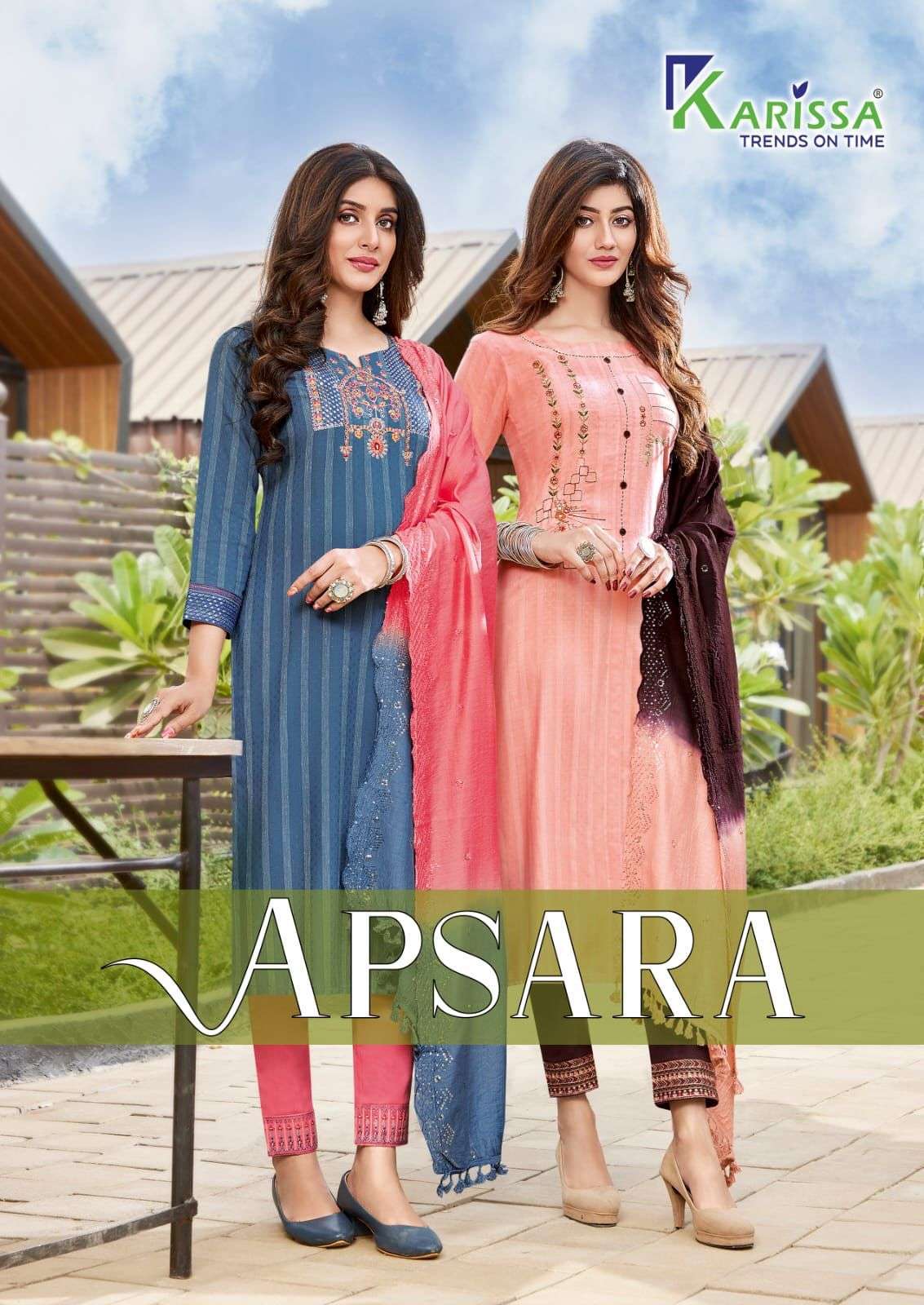 apsara by karissa viscose rayon full stitch kurti with pant & dupatta