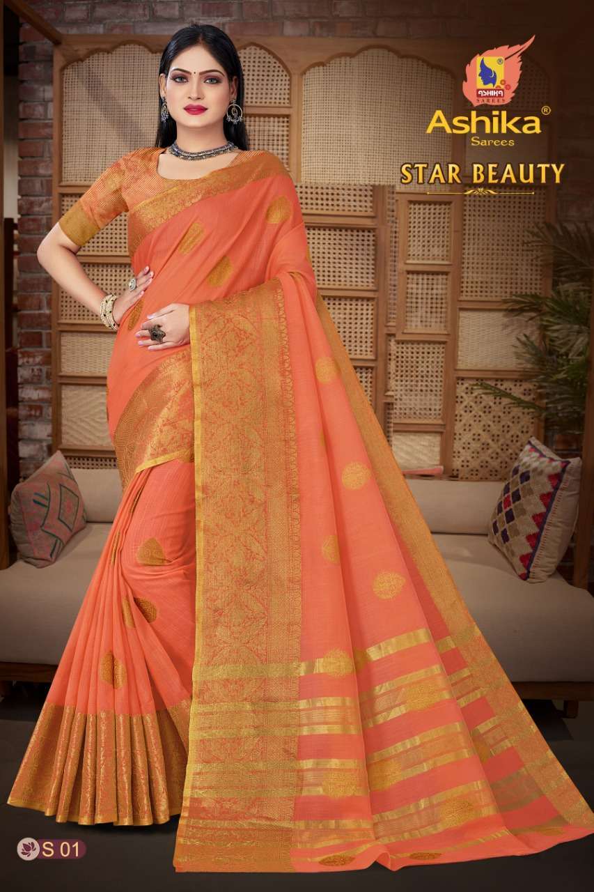 ashika sarees star beauty series 01-08 linen saree