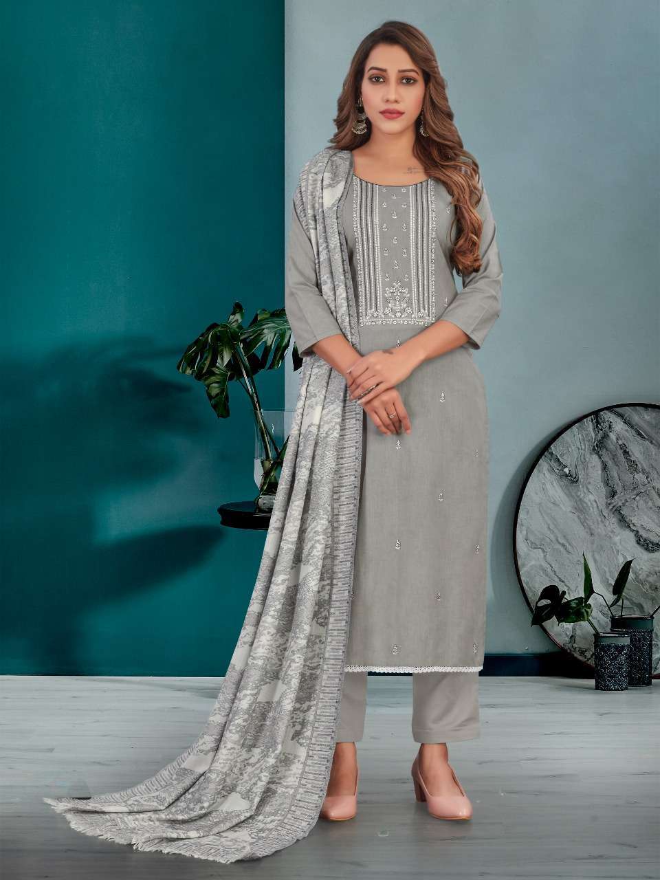 bipson kashish 1791 pure cotton cambric dyed embroidery suit 