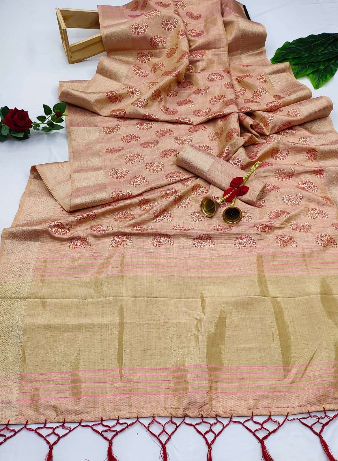 BT-10 DESIGNER SOFT TUSSAR SILK WITH SELF WEAVING SAREE 