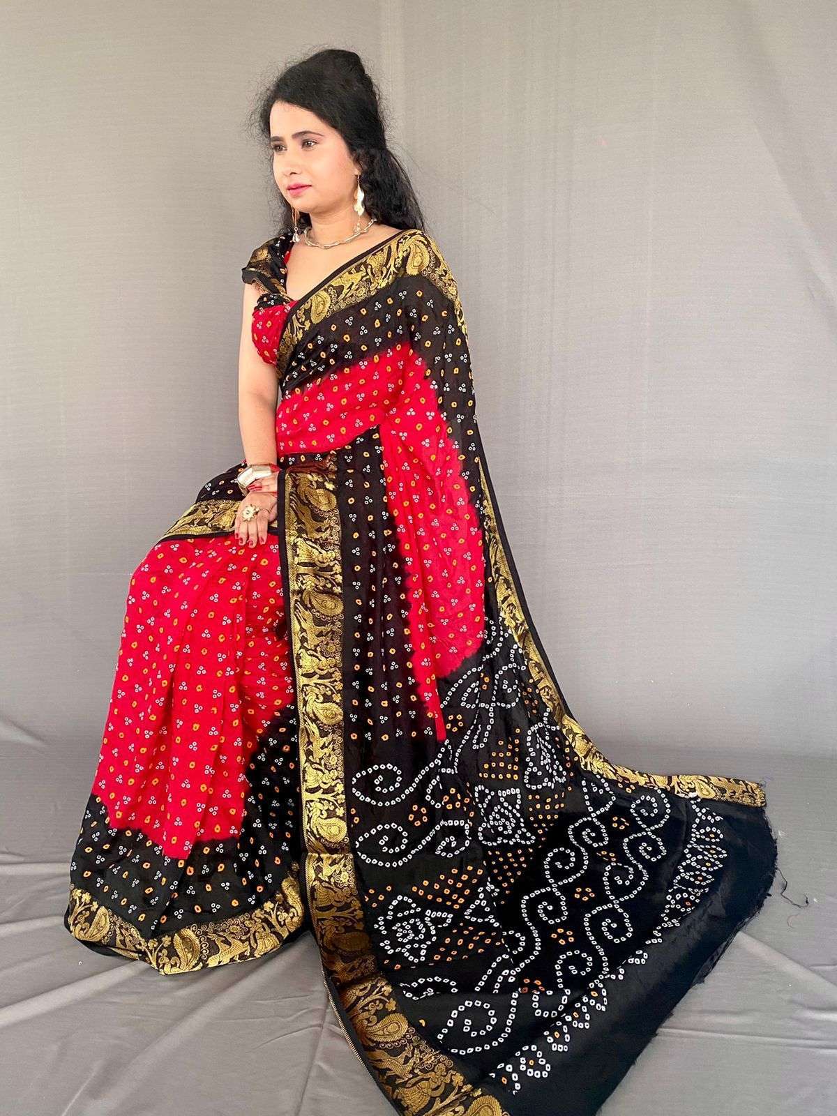 BT-14 TEEN DANI HIRAN BANDHEJ DESIGNER ART SILK SAREE 