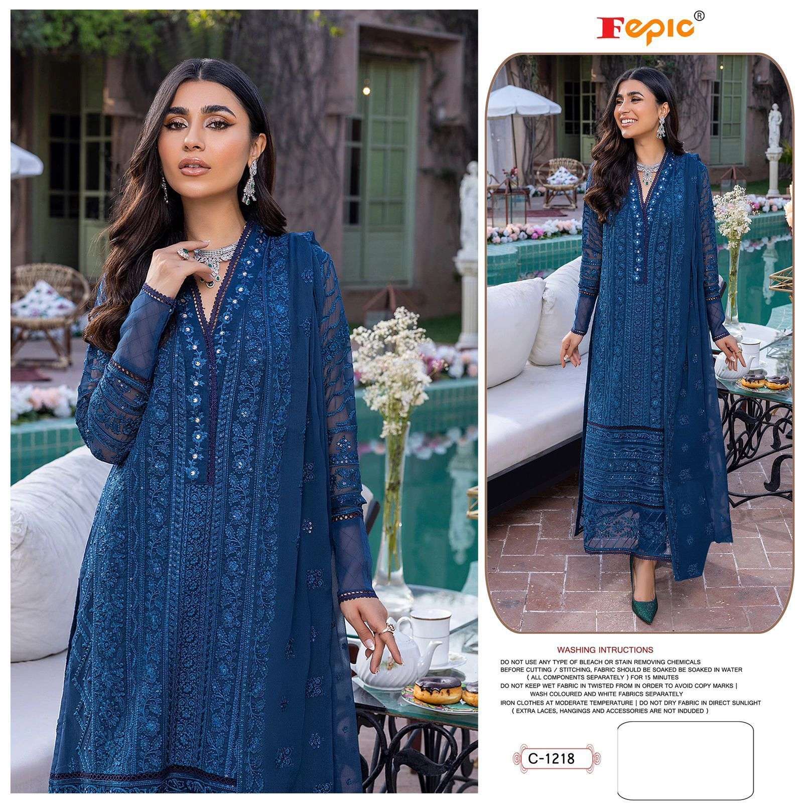 FEPIC C-1218 DESIGNER FAUX GEORGETTE SUIT 