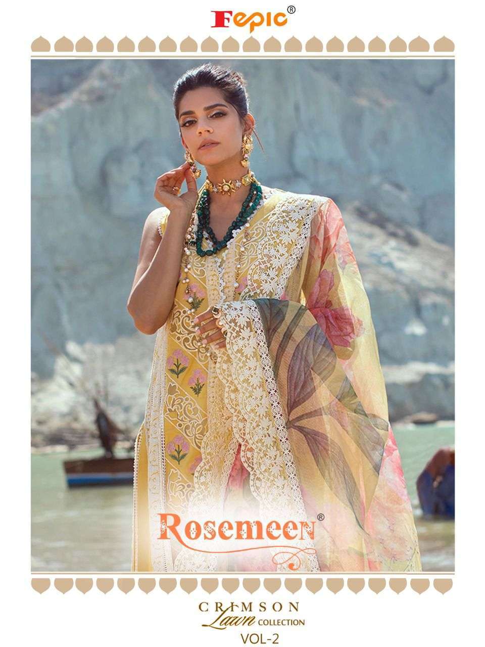 fepic rosemeen crimson lawn vol 2 series 40004-40009 pure cotton suit