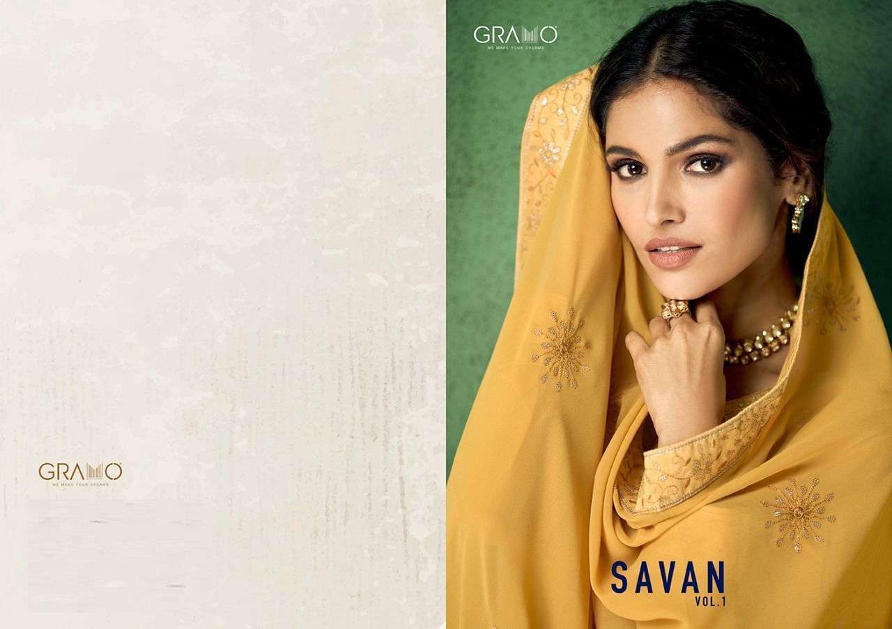 GRAMO SAVAN VOL 1 DESIGNER HEAVY FAUX GEORGETTE SUIT 