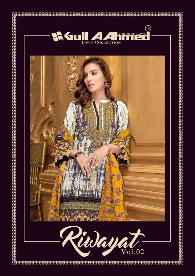 Gul Ahmed Riwayat Vol-2 series 2001-2006 heavy lawn cotton suit 