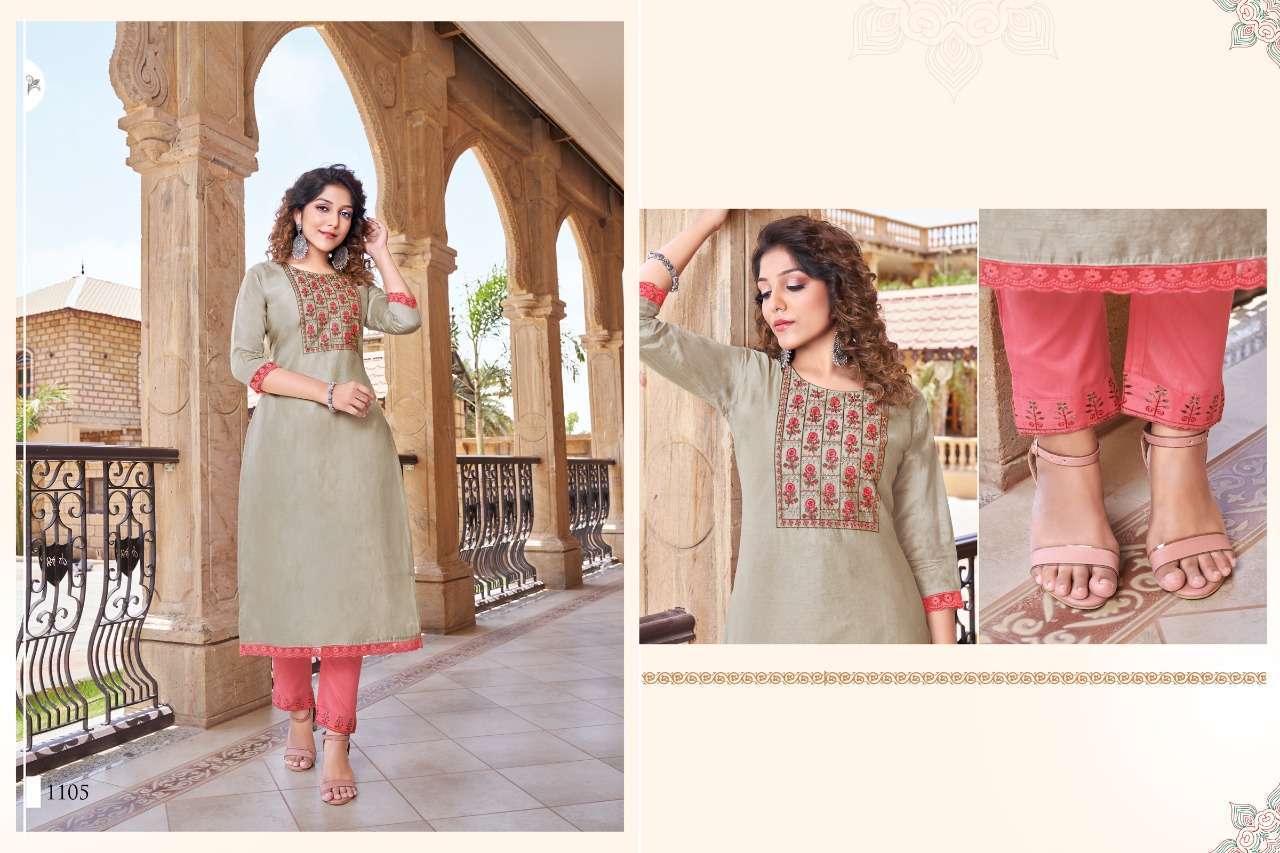 hariyaali kanishka series 1101-1106 modal silk kurti