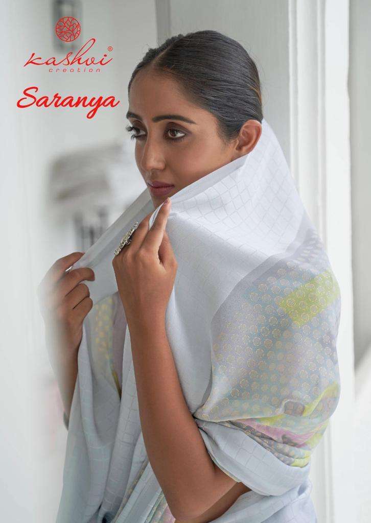 kashvi saranya series 13001-13010 georgette jacquard border saree