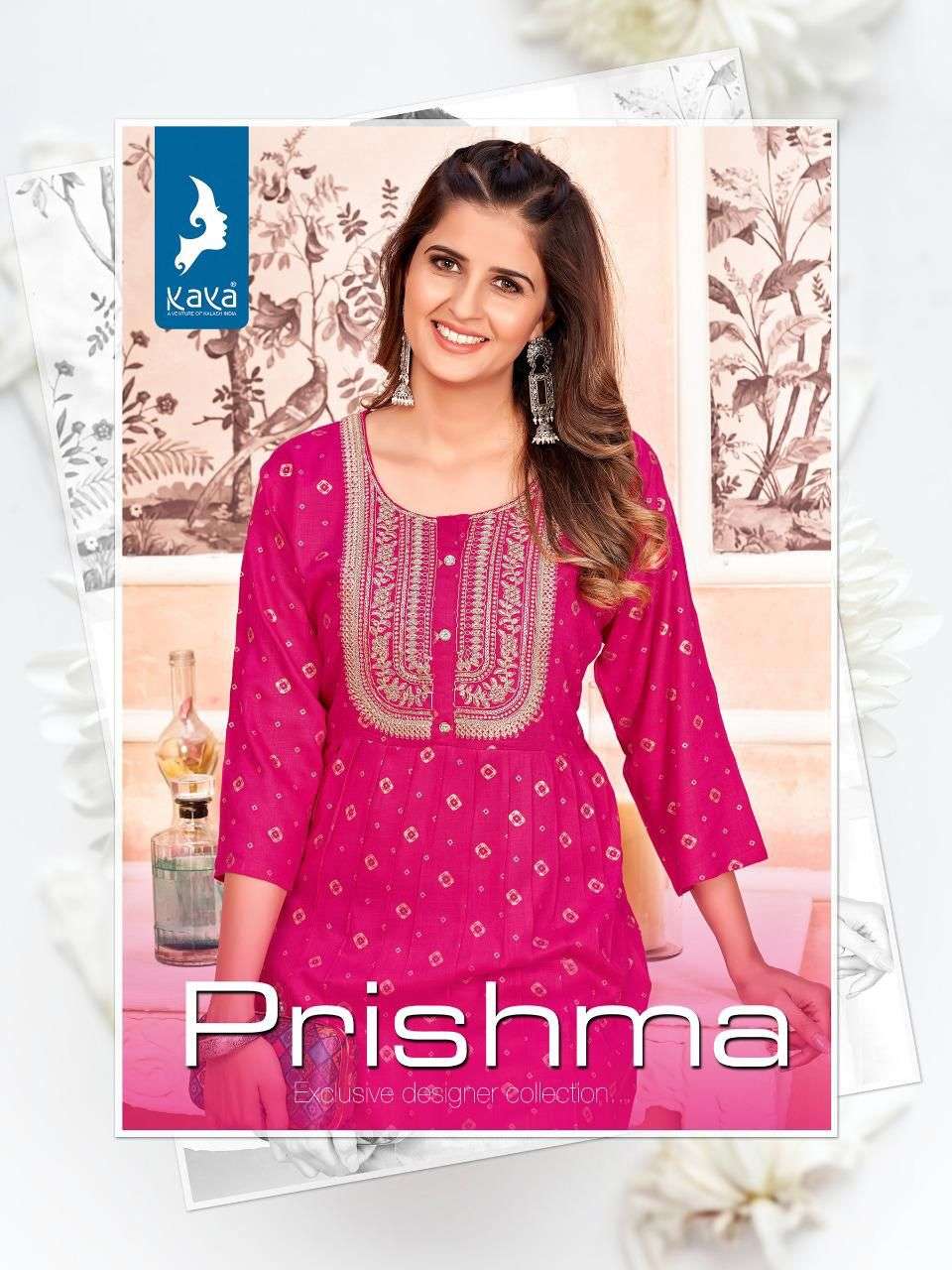 kaya prishma series 1001-1006 heavy rayon print kurti 