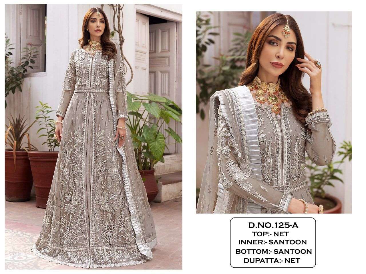 KF-125 DESIGNER BUTTERFLY NET EMBROIDERY SUIT