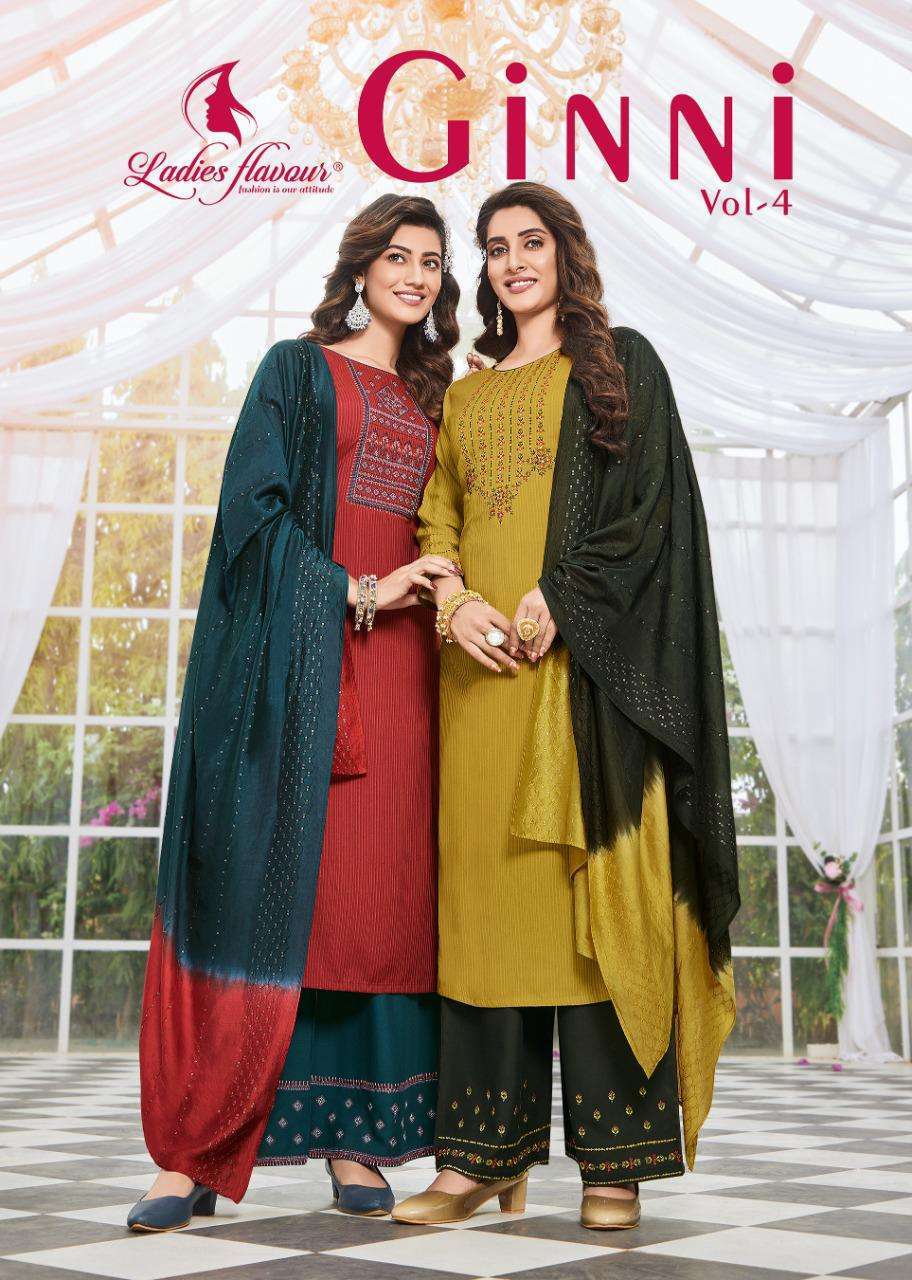 ladies flavour ginni vol 4 series 1001-1006 fancy viscose readymade suit