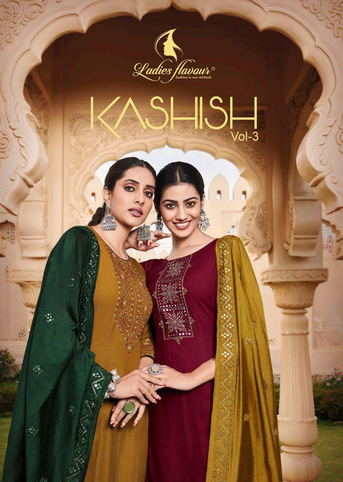 ladies flavour kashish vol 3 series 3001-3006 pure rayon readymade suit