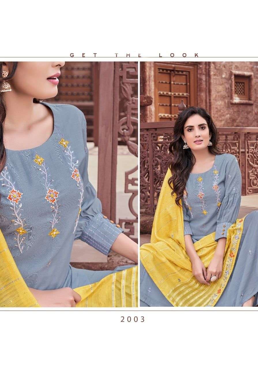 MANUSA DESIGNER LINEN VISCOSE READYMADE SUIT 