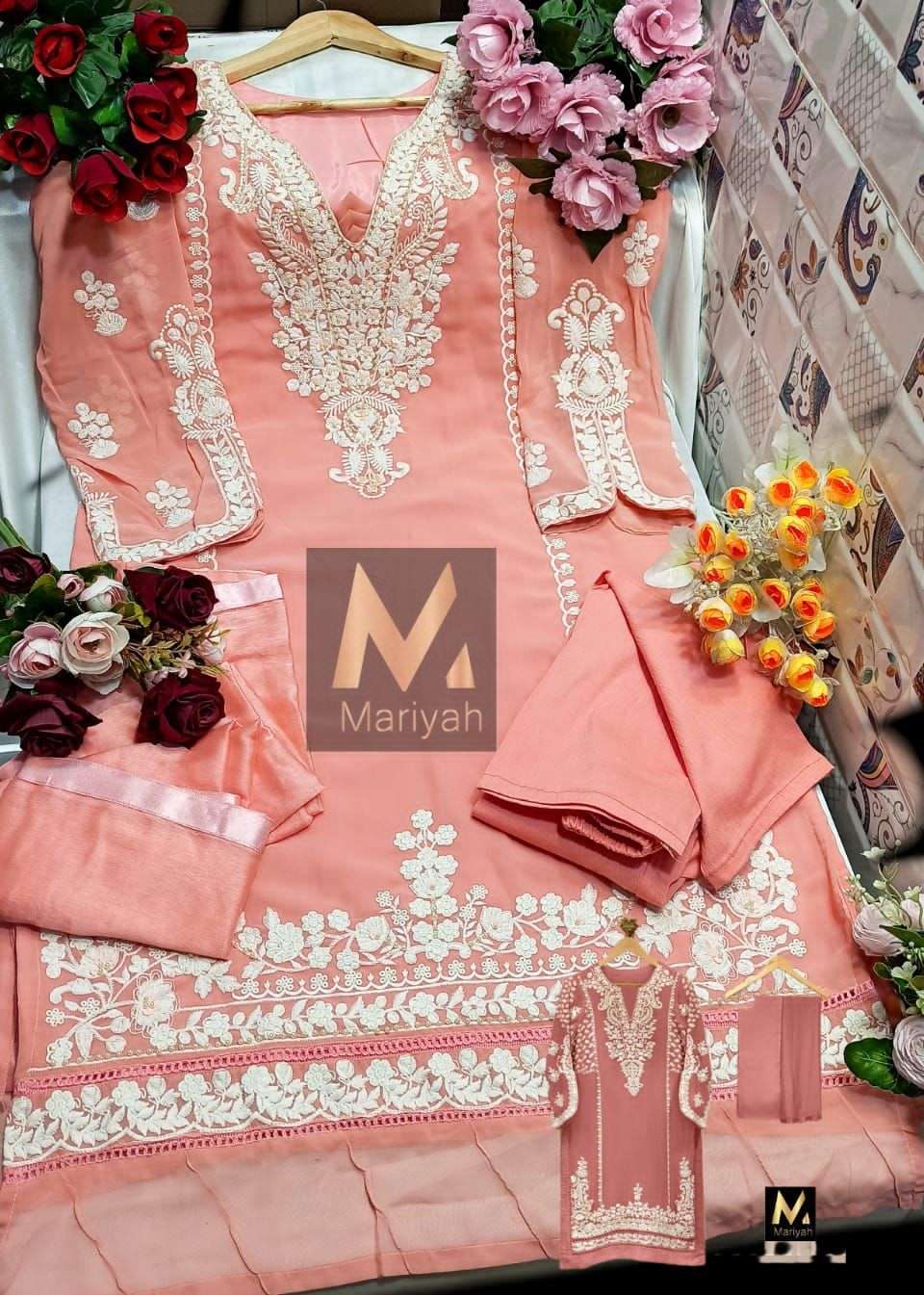 mariyah designer 1185 faux georgette pakistani readymade suit