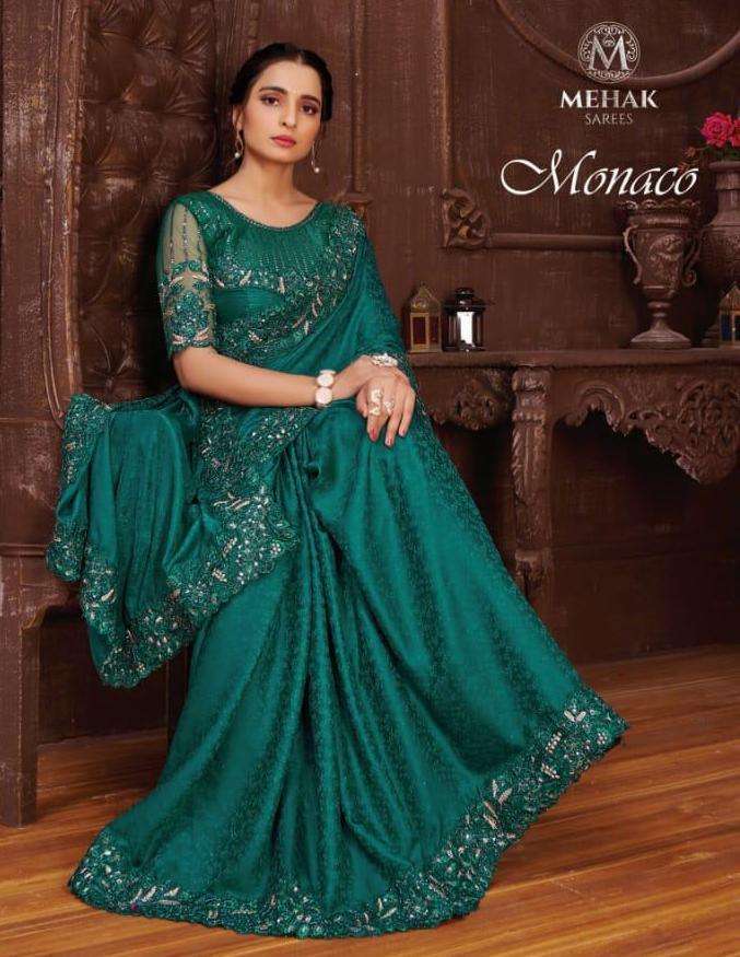 mehak sarees monaco series 428-431 fancy embroidery saree