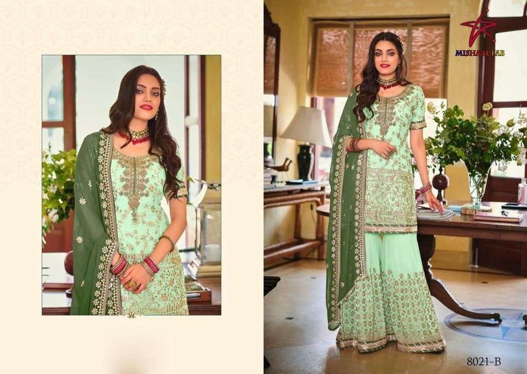 mishaal fab 8021 Heavy Georgette suit With Embroidery 