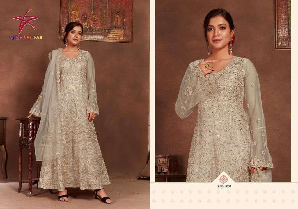 mishaal fab series 3001-3004 net embroidery suit