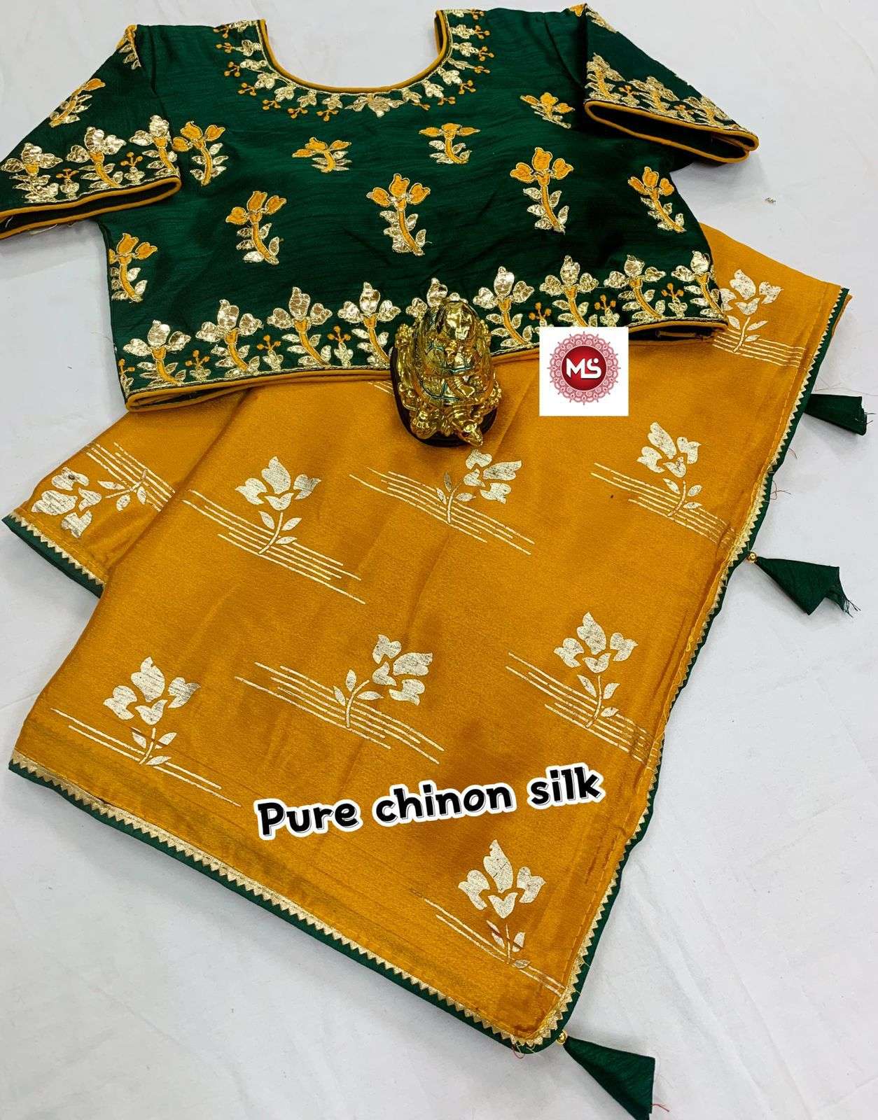 MS BRAND DESIGNER DOLA FABRIC FOIL FLOWER PRINT SAREE