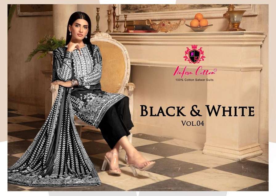 Nafisa Black & White Vol-4 series 4001-4006 pure cotton suit 