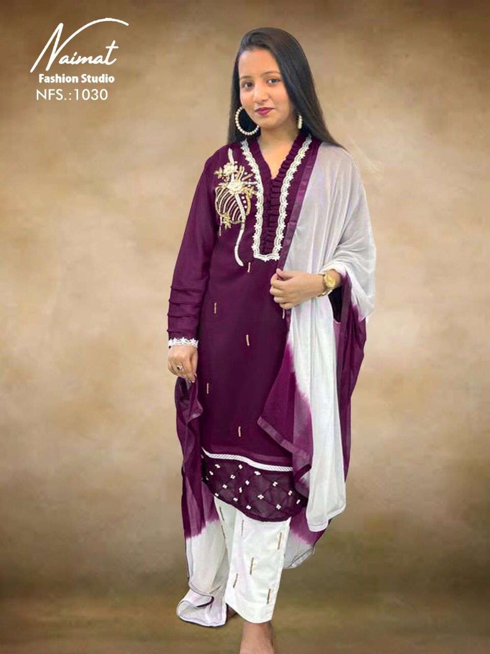 NAIMAT FASHION STUDIO NFS-1030 DESIGNER PURE GEORGETTE READYMADE SUIT 