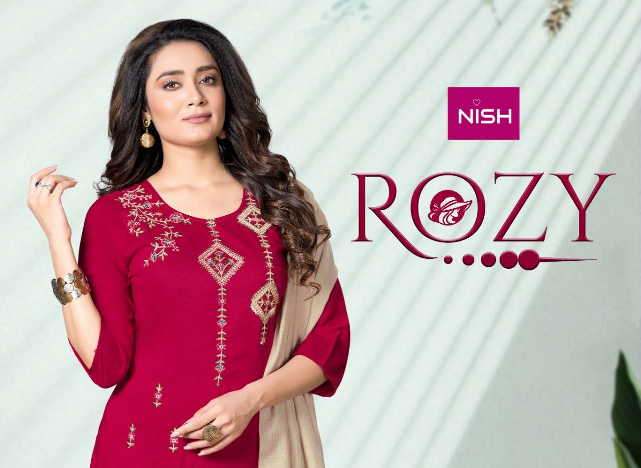 nish rozy series 101-106 finest quality chinon readymade suit 