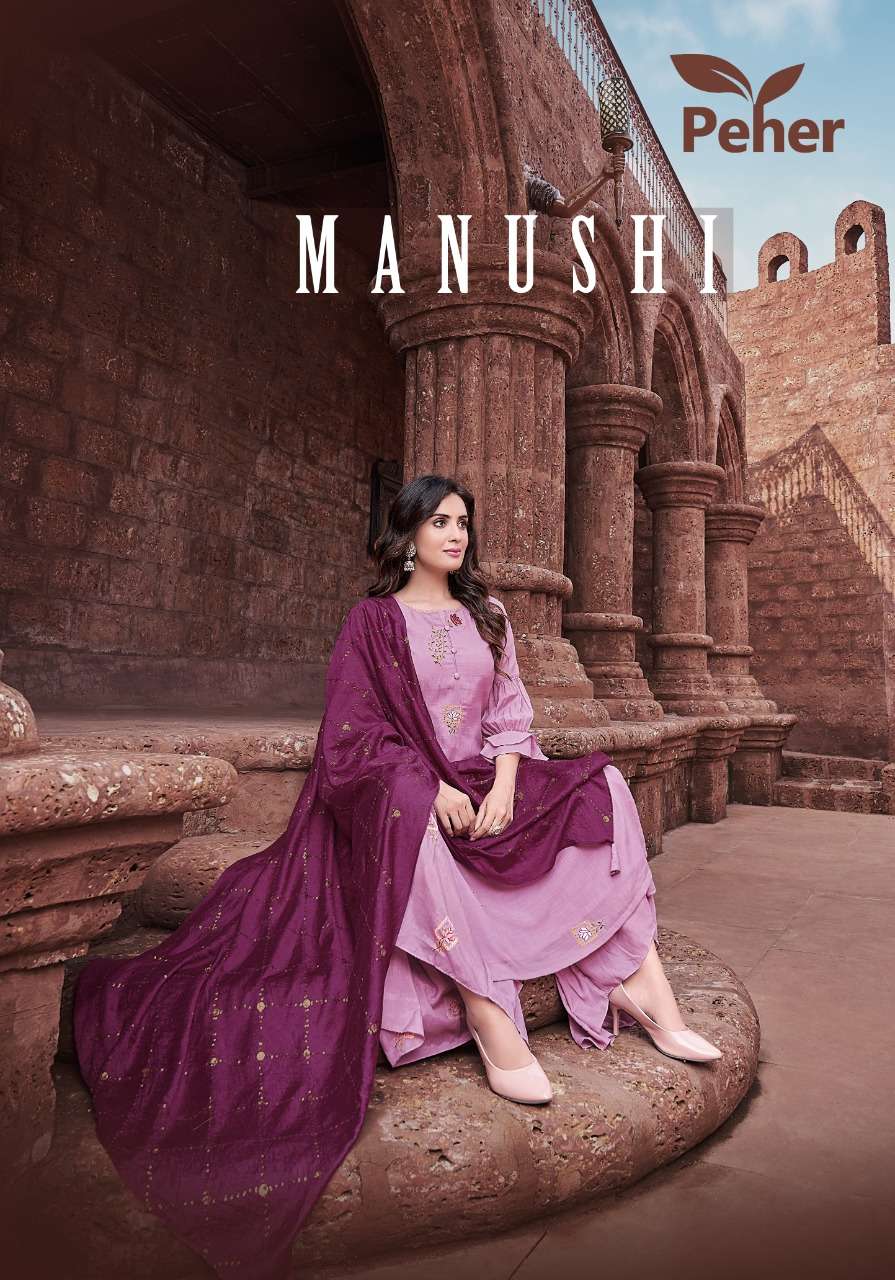 peher manushi series 2001-2005 linen viscose handwork readymade suit