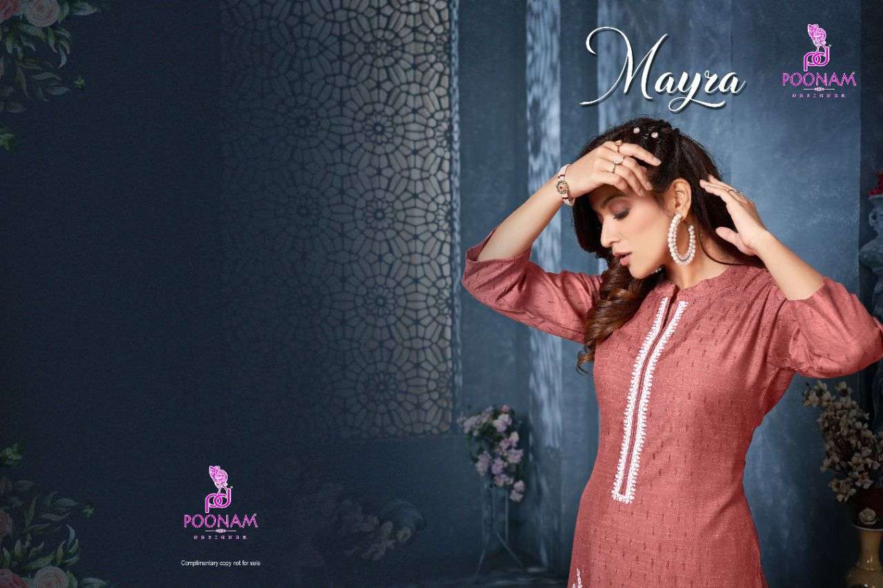 poonam designer mayra series 1001-1009 pure rayon kurti 