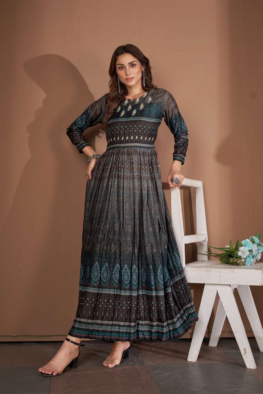 pr mohini muslin prints long gown kurti best seller