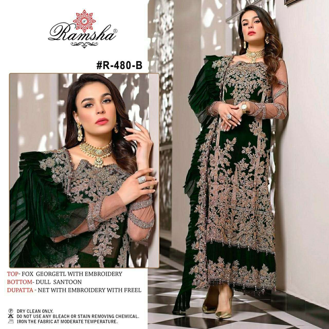 ramsha R-480 nx faux georgette embroidery suit