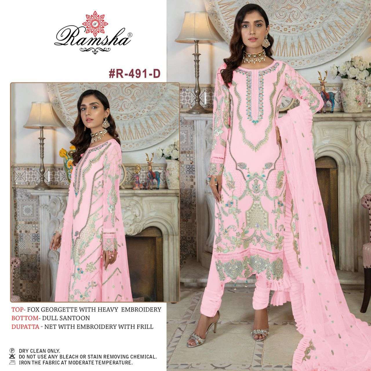 ramsha R-491 nx faux georgette with heavy embroidery suit 